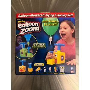 Ontel Balloon Zoom Set Glow in Dark Balloon Powered Race Car and Rocket Launcher